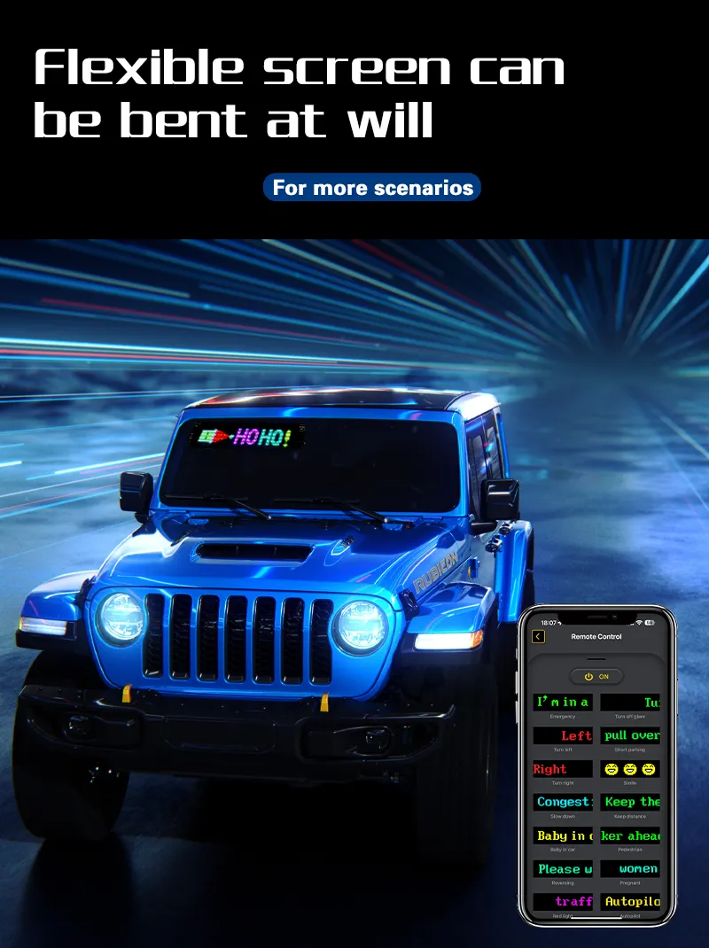 Design popolare RGB APP 5V pannello a matrice sottile pieghevole LED striscia di pubblicità per auto Led messaggio in movimento segno Flex schermo di visualizzazione a LED