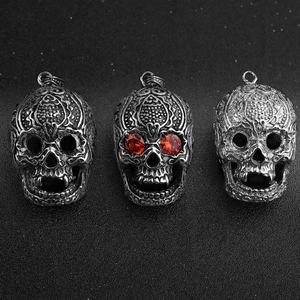 Collier pendentif crâne en acier inoxydable avec zircon, bijou effrayant style punk pour homme - Product Image 4