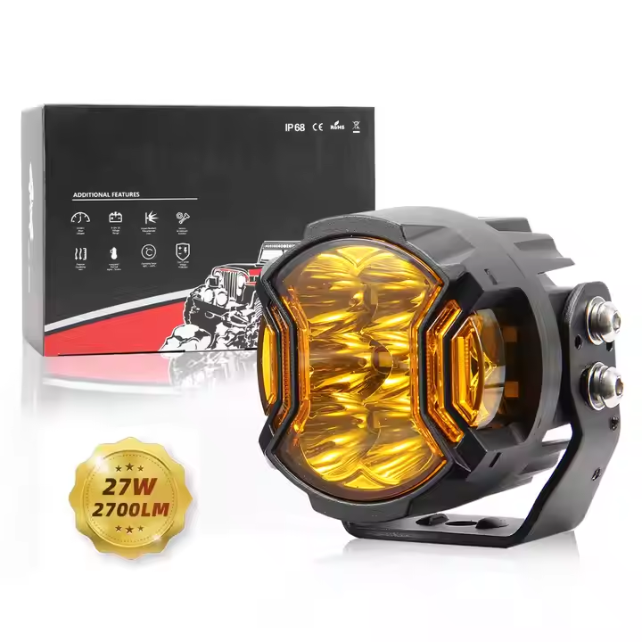 Super Bright 3inch 27w Side Shooter DRL White Amber Led Work Fog Lights for 4x4 Offroad Truck SUV ATV Motorcycle