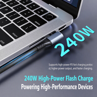 Kabel Ekstensi Tipe C 240W PD Pengisian Cepat 40Gbps Transfer Data Kecepatan Tinggi Male to Female Selubung PVC untuk Ponsel