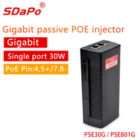 SDaPo PSE30G PSE801G Power Over Ethernet PoE Inyector 30W Gigabit Pasivo 48V Adaptador PoE