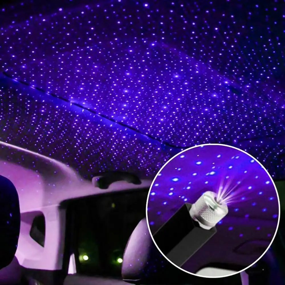 לילה בית תפאורה Galaxy אורות LED כוכבים לייזר אווירה הסביבה מקרן USB אוטומטי קישוט רכב מקרן אור