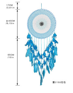 Grande decorazione da parete Dream Catcher per camera da letto Boho Evil Eye Dream Catcher blu turchese piuma <span class=keywords><strong>Macrame</strong></span> appeso a parete - Product Image 3