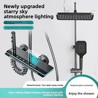 Ensemble de douche carré en aluminium spatial gris anthracite pour le commerce transfrontalier, avec affichage numérique LED, lumière d'ambiance et fonctions murales multifonctions
