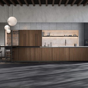 Tengce New Customized Solid Wood and <b>Matt</b> Black <b>Lacquer</b> Modern Kitchen Cabinet Designs for Modular Kitchen Cabinets - Product Image 6