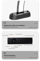Nouvelle Arrivée Lampe de Table Demi-Lune 70cm Grande Taille avec Base, Lampe à Cils Portable, Affichage Numérique, Lampe LED de Manucure pour Bureau