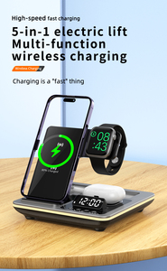 Réveil multifonction avec veilleuse 15W, <span class=keywords><strong>station</strong></span> de charge 5-en-1 et chargeur sans fil à levage automatique - Product Image 2
