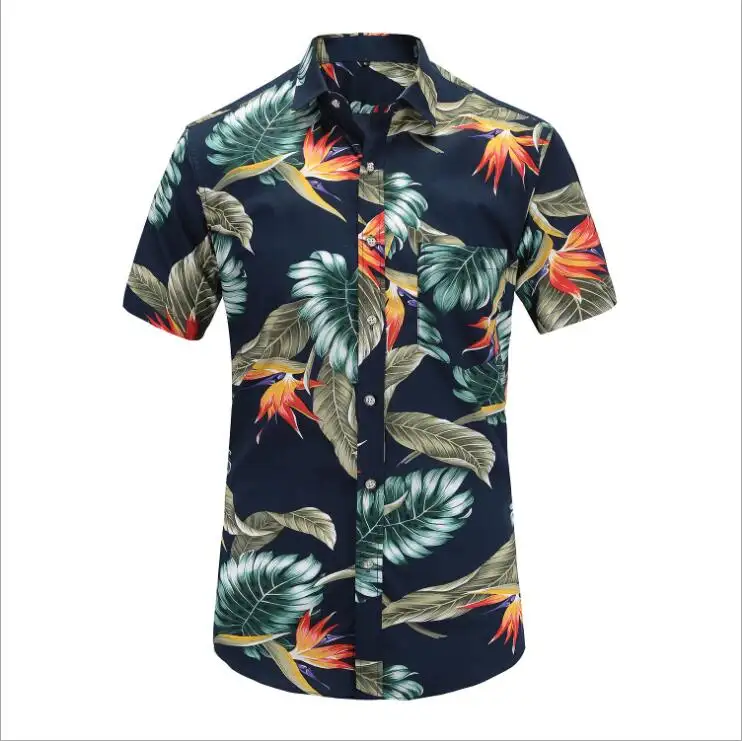 Лидер продаж, летние мужские Гавайские рубашки с цветочным принтом и короткими рукавами рубашки на каждый день для мужчин