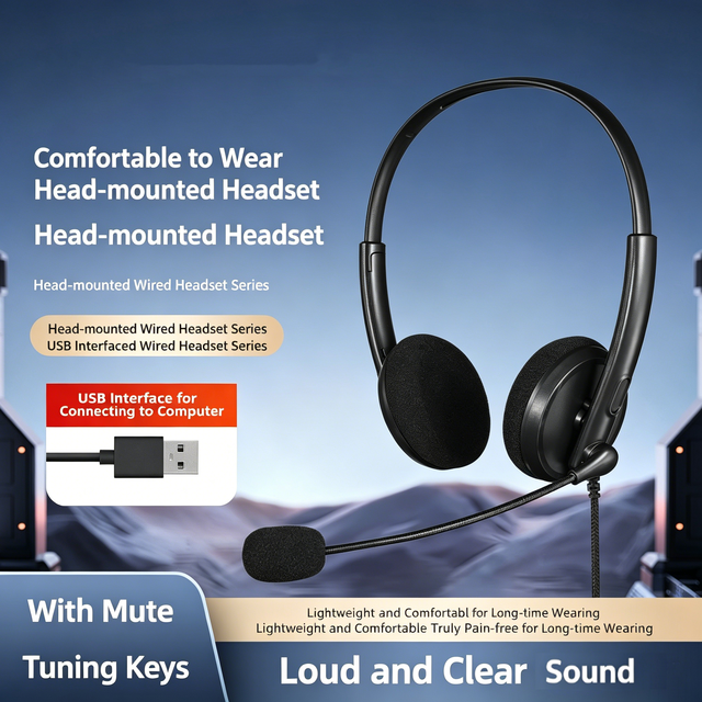 Directly Manufacturer Over-ear USB Type-C Wired Headphones Dynamic Driver Active Noise Cancellation Comfortable Lightweight 2m
