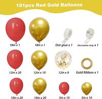 Kit de guirlande de ballons rouges et dorés 104 pièces, confettis métalliques, arche en latex, décoration pour fête, mariage, Saint-Valentin, anniversaire
