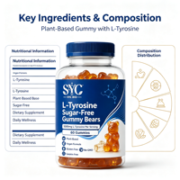 Gummies de L-Tyrosine à Marque Blanche Personnalisée 1000mg Sans Sucre Complément Alimentaire Vente en Gros Direct Usine Bien-être
