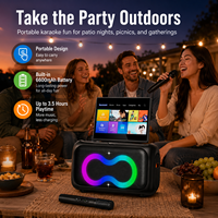 Altavoz Karaoke con Wi-Fi Privado para Fiestas, Doble Woofer de 6.5'', Pantalla Táctil, RGB, Micrófono Inalámbrico, Compatible con Teléfonos Móviles y Computadoras
