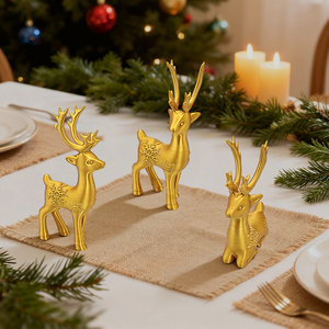Statuetta di Renna Dorata Stampata in 3D con Motivo a Fiocchi di Neve, Centrotavola Natalizio, Decorazione per la Casa, Regalo di Natale, Ornamento - Product Image 4