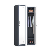 Casier de rangement en acier à porte simple, casier métallique avec serrure à panneau pour entrepôt, lieu de travail, supermarché, mobilier commercial