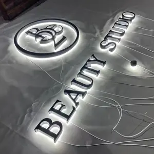 Custom Led Storefront Sign Outdoor Large 3d Backlit Sign Building Light Signage Commercial Rooftop Signage