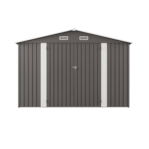 Caseta de Almacenamiento Exterior de 10x12 Pies, Caseta de Jardín Metálica Grande con Puerta Doble y Dos Ventanas Translúcidas, Caseta para Herramientas Impermeable - Product Image 4