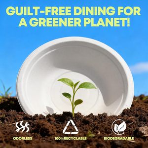 Tazón Redondo Biodegradable y Compostable de Caña de Azúcar de 32 oz con Tapa, en Oferta - Product Image 4