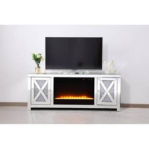 Luxury 2 Door Crystal Mirror Crushed Diamond Insert Fireplace Surround <strong>Electric</strong> <strong>Fire</strong> <strong>TV</strong> <strong>Stand</strong> for Farmhouse Bedroom Living Room - Product Image 2