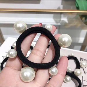 <span class=keywords><strong>Cintas</strong></span> elásticas Para El Pelo con lazo de perlas Para mujer, coleteros negros Para El Pelo, coletero elegante, Cinta Para El Pelo - Product Image 4