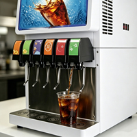 Distributeur Commercial Portable de Boissons Gazeuses en Acier Inoxydable à 6 Vannes, 800W, 160 Tasses/Heure, 1-3 Refroidissements