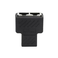 Adaptor Splitter USB 1 ke 2 konektor jaringan Dual LAN soket Ethernet kabel Plug ekstensi cocok untuk Cat5 Cat5e Cat6 Cat7