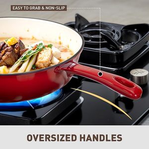 Geling Hot Bán cảm ứng chậu và chảo không dính sắt đúc Cookware Set Trung Quốc nhà sản xuất <span class=keywords><strong>Red</strong></span> Heavy Duty nấu ăn nồi Set - Product Image 6