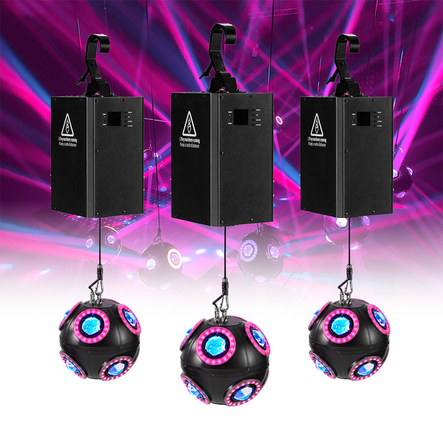 LED RGBW Kinetic LED FootBall Light DMX512 Motorized Lifting Winch LED Kinetic Ball Stage Lighting for Nightclub Concert Shows