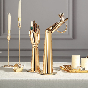 Mạ điện linh hoạt Vàng & bạc trang sức hiển thị tay Chrome mannequin đứng cho nhẫn, vòng đeo tay & cửa sổ giới thiệu - Product Image 3