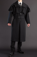 Manteau à revers pour hommes Costume décontracté Polyester extérieur avec doublure Manteaux longs Coupe-vent Ceinture à simple boutonnage Manteau pour hommes Pardessus