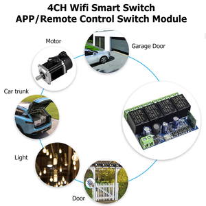 Module de relais intelligent Wi-Fi 4 canaux, interrupteur <span class=keywords><strong>sans</strong></span> <span class=keywords><strong>fil</strong></span> DC 5V 12V 24V 48V avec minuterie et contrôle à distance par téléphone pour EWeLink Google Home - Product Image 2