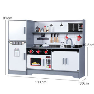 Ensemble de cuisine <span class=keywords><strong>en</strong></span> <span class=keywords><strong>bois</strong></span> noir et blanc pour enfants semblant jouer avec réfrigérateur jeu de rôle expérience de vie jouets de cuisine - Product Image 6