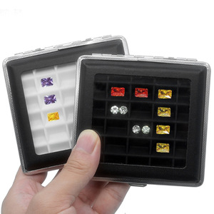 Boîte de présentation avec fenêtre transparente, boîte de rangement pour pierres de diamant en vrac à bordure métallique, étui portable pour collection de perles et gemmes - Product Image 1