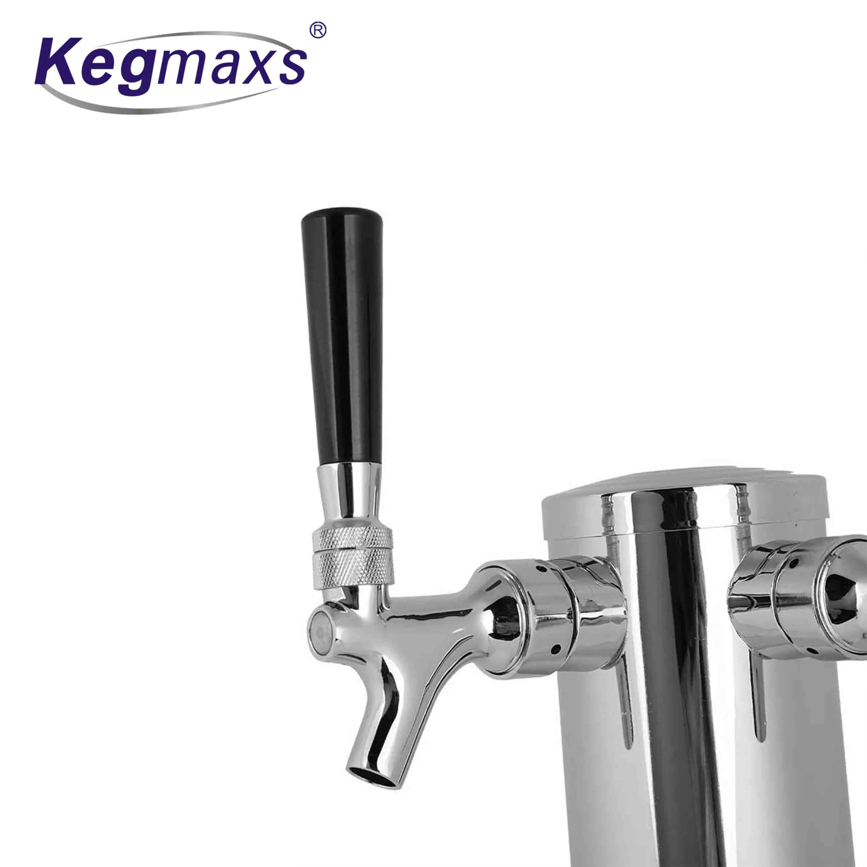 Kegmaxs Stainless Steel Beer Dispenser Draft Beer Kegerator Tower Kit with Faucet Double Tap 2 Hose Beer Tower Set
