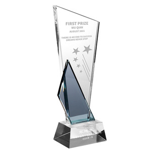 HDW Manufacturer Wholesale K9 Crystal Warm Achievement Award Plaque Personalized Custom Crystal Trophy for Commercial Support