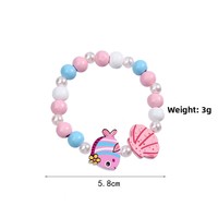 Bracelet en perles de bois pour enfants, motif animal, cadeau de rentrée scolaire, bracelet de princesse sirène pour filles de maternelle
