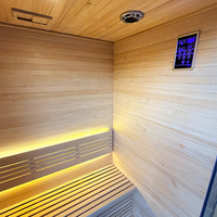 Fabricant de sauna traditionnel intérieur en bois, sauna à vapeur humide en cèdre rouge pour usage domestique avec poignée de porte en bois