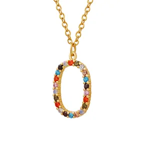 Spanish style light luxury temperament jewellery copper inlaid with colourful zirconia pendant necklace customized