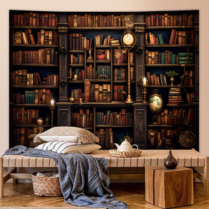 Nuovo Design gotico scuro libro d'arte medievale accademico retrò biblioteca sfondo libreria arazzo per studio in aula - Product Image 5