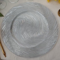 Assiette de présentation en verre argenté moderne de 13 pouces pour la décoration de table à la maison, à l'hôtel ou au restaurant