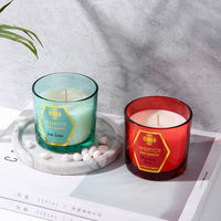 Bougies de luxe personnalisées parfumées pour marque privée, livraison directe, cadeaux de baby shower, bougies courtes en verre coloré faites à la main, parfumées aux huiles végétales