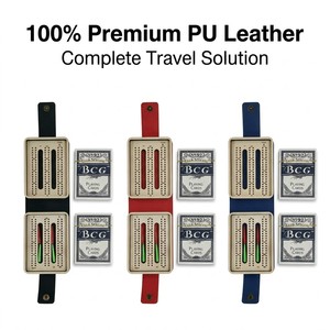 Original Design ZS-PC0060 Portable Premium Engraved PU Leather Contemporary Travel <b>Cribbage</b> <b>Board</b> Set for Online Retailers - Product Image 2