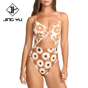 High-quality factory design beach print cutout swimsuit custom recycled nylon one-piece swimsuit - Product Image 2