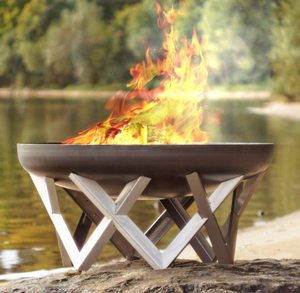 Large <strong>Outdoor</strong> Stainless <strong>Steel</strong> Fire Pit Bowl - Patio &amp; Garden <strong>Fireplace</strong> with Wood Burner - Product Image 2
