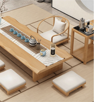 Table basse rectangulaire en bois massif, ensemble de luxe de style japonais, 8 chaises table de bureau en résine