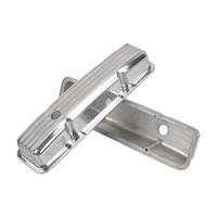 Couvre-culbuteurs courts en aluminium poli à ailettes pour Chevy SBC 58-86, fixation par boulons périphériques, pour moteurs 283 302 305 327 350 400, trou de 1-1/4 pouce