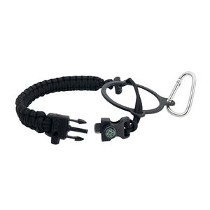 Poignée de bouteille d'<span class=keywords><strong>eau</strong></span> de sport d'extérieur en paracorde noir faite à la main, avec boussole, allume-feu et boucle personnalisable – Vente chaude - Product Image 2