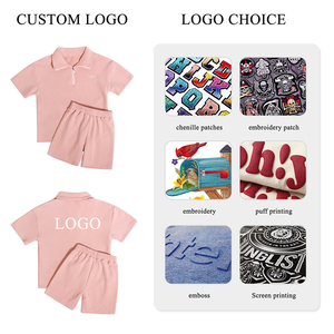 Set di abbigliamento personalizzato per bambini tuta tinta unita in vita elastica set di abbigliamento per neonati con Zip corta felpa con cappuccio da ragazza e da ragazzo - Product Image 4