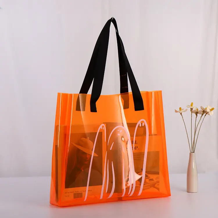 사용자 정의 여성 투명 토트 백 방수 PVC 투명 젤리 백 쇼퍼 패션 어깨 쇼핑 비닐 가방