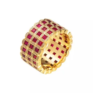 Гальванизированное кольцо из стерлингового серебра с голубиным кровавым рубиновым кольцом для женщин с причудливым цветным бриллиантом по индивидуальному заказу