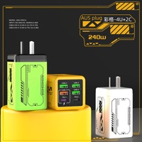 DENIXI 240W Nouveau modèle Multi-ports 4U+2PC Chargeur ultra-rapide pour voyage Chargeur intelligent pour appareils électroménagers